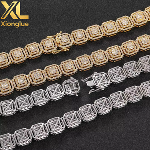 Hip Hop Tennis <b>Necklace</b> <b>Chain</b> Cubic Zirconia Baguette <b>Necklace</b> Miami Gold Plated Choker Women Diamond Clustered Tennis <b>Necklace</b> - Product Image 3