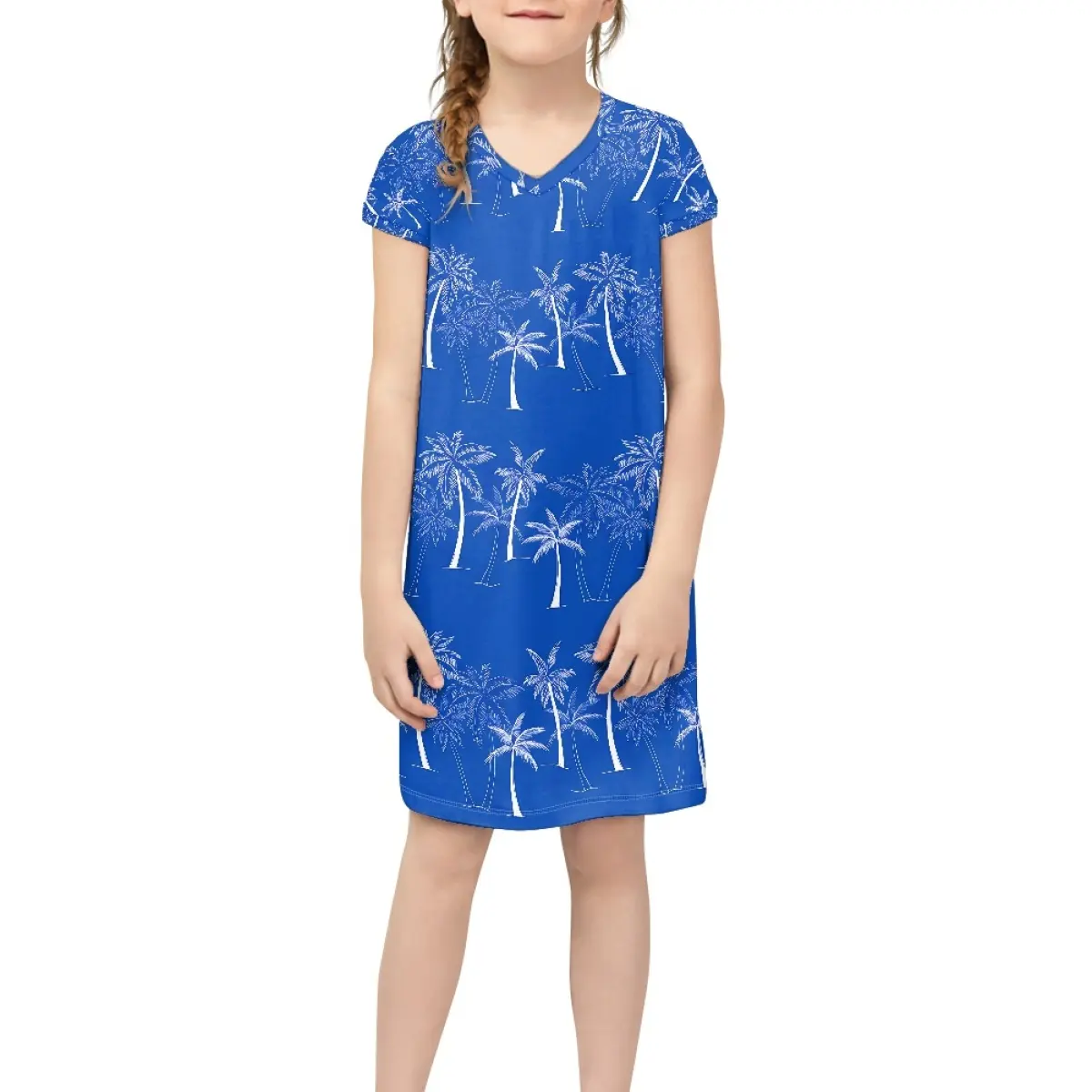 فستان صيفي للفتيات بأكمام قصيرة فساتين بتصميم شجرة النخيل من هاواي للأطفال الأكثر مبيعاً زي أطفال ملابس أطفال للشحن الفوري