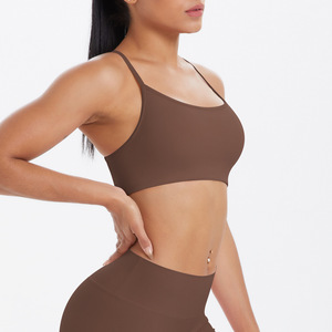 Wholesale Women's Crisscross Strap Sports Bra Square Neck <b>Padded</b> Yoga Bra Medium Support <b>Running</b> Bra Breathable Activewear - Product Image 2