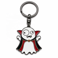 Porte-clés fantôme d'Halloween en gros, breloque cape de vampire, porte-clés en métal nickel noir, cadeau, porte-clés personnalisé en émail souple