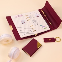 Set de Regalo de Cuaderno de Hojas Sueltas de Lujo, A5/A6/A7, Cuero PU, Hebilla Metálica, Agenda con Acabado Aceitado, Tapa Dura, Material de Oficina