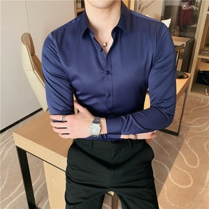 Camisa de vestir de negocios para hombre OEM/ODM 100% algodón manga larga patrón ajustado color liso 6XL algodón personalizable - Product Image 5