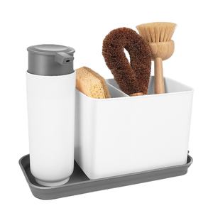 Masthome מטבח כיור ארגונית ספוג מחזיק סבון Dispenser Scrubber מייבש לשטיפת כלים אביזרי כיור Caddy עם ניקוז מגש - Product Image 1