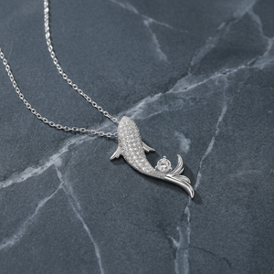 Collier pendentif poisson en argent sterling 925 avec moissanite KIVORA, chaîne en câble, certifié IGI, pour femme, bijoux cadeau - Product Image 1