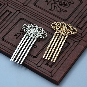 Épingle à cheveux en cuivre pur 31x58mm, style antique, peigne à cheveux fait main, plaqué or et argent, accessoire de mariage DIY - Product Image 2