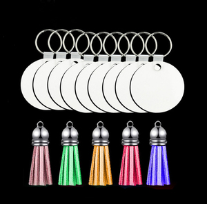 Décoration d'intérieur, porte-clés rond personnalisé à sublimation, avec pompon - Product Image 3