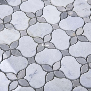 Mezcla de linterna Flor Carrara Mosaico de mosaico de mármol blanco por chorro de agua Mosaico de mosaico irregular Mosaico de <span class=keywords><strong>c</strong></span> - Product Image 2