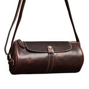 Sac messager cylindrique vintage en cuir Crazy Horse, grande capacité, étanche, idéal pour les voyages et le travail – Nouveauté 2026, vente chaude - Product Image 4