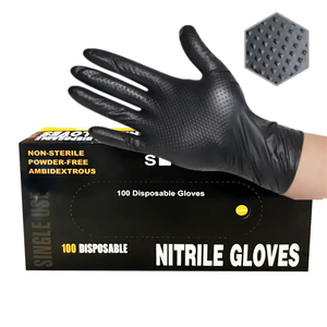 Gants jetables sans poudre sans latex avec texture diamantée 10mil Gants de sécurité en <span class=keywords><strong>nitrile</strong></span> noir orange synthétique - Product Image 1