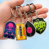 Porte-clés OEM ODM néon synthwave années 80, pendentif disque cyberpunk tendance pour sac, idéal pour la promotion de festivals de musique