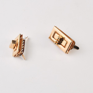 Rectangular Metal Twist Lock Rose Gold Polished <b>Hardware</b> Accessory For Bags Handbags - Product Image 3
