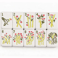 Jeu de Mahjong Vintage Rétro Américain de Luxe Moderne avec Tuiles Sculptées Antiques, Jeu de Table de Collection pour 4 Joueurs
