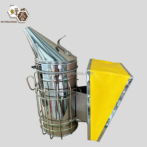 Nouveau souffleur manuel en acier inoxydable et cuir (Argent/Jaune) pour l'apiculture - Product Image 1