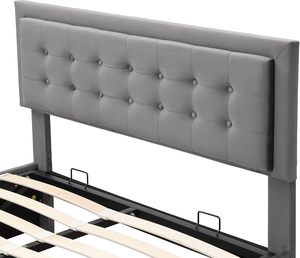 Cama Doble <span class=keywords><strong>Juvenil</strong></span> de Fábrica China con Cajones Hidráulicos de Almacenamiento, Cabecera Ajustable, Tapizada, Cómoda, Ahorra Espacio, Minimalista/Reino Unido - Product Image 4