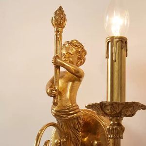 Lámpara de pared de Ángel de lujo personalizada, lámpara de Noche Europea retro pastoral para Villa, sala de estar, dormitorio, candelabro de latón francés de lujo - Product Image 3