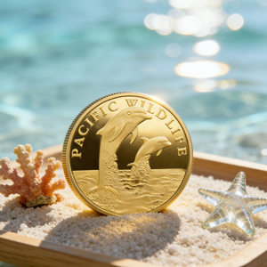 Monedas Conmemorativas Personalizadas de Aleación de Zinc Grabadas y Bañadas en Oro para Recuerdos de Conservación Marina - Product Image 2