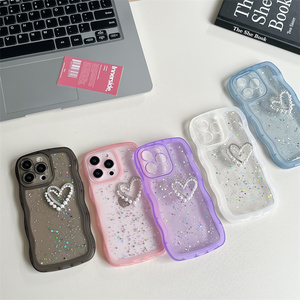 Coque de téléphone d'amour de perle tridimensionnelle en plastique de luxe haut de gamme pour iPhone15promax 14pro coque souple 13pm pour femmes 12 11 - Product Image 6