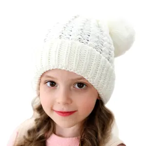 Unisex kış şapka kızlar için bebek erkek Pom Poms şapka çocuk örme Beanies kalın bebek şapka bebek yürüyor sıcak