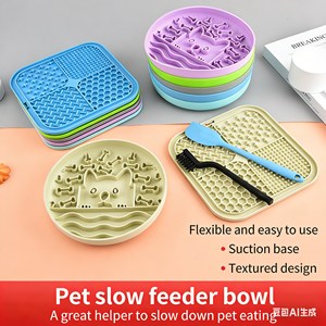 Bol de léchage pour animaux de compagnie avec logo personnalisé, couleurs au choix, mangeoire lente, tapis de léchage à ventouse, tapis de léchage pour chien et chat, motif dessin animé, bol de léchage - Product Image 2