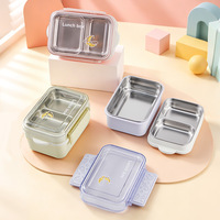 Boîte à lunch compartimentée en acier inoxydable de qualité alimentaire, hermétique, pour étudiants, employés de bureau, pique-niques et voyages