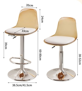 <span class=keywords><strong>Tabouret</strong></span> <span class=keywords><strong>de</strong></span> <span class=keywords><strong>bar</strong></span> moderne en résine acrylique transparente empilable et stable <span class=keywords><strong>de</strong></span> 75 cm <span class=keywords><strong>de</strong></span> hauteur pour usage domestique - Product Image 6