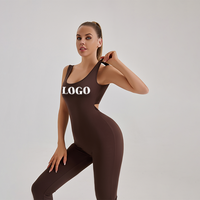 Combinaison de yoga une pièce sans couture, dos nu, taille haute, respirante, 100 % polyester, style mode personnalisé