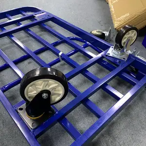 300kg 4 Wheel Platform Square Tube Heavy Load Industrial Trolleys Flatbed