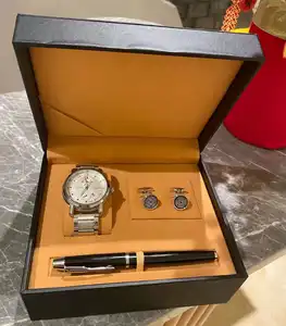 Ensemble de montres décoratives élégantes Ensemble de montres à quartz de 3 pièces avec stylo et manchette en acier inoxydable