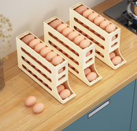 Organisateur d'œufs à 3 couches de grande capacité Conteneur de stockage d'œufs en plastique réutilisable polyvalent Flip Feature for Fridge Storage