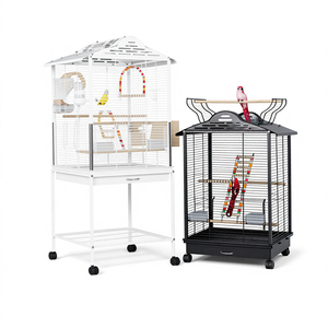 Cage à oiseaux en métal de taille moyenne, cage pour animaux de compagnie, multifonctionnelle, ligne horizontale, groupe, villa pour oiseaux seniors - Product Image 1