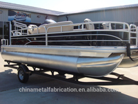Yacht de pêche de luxe en aluminium Kinocean, mini-bateau ponton à vendre pour les sports nautiques, les divertissements en rivière, options de moteur hors-bord/intérieur
