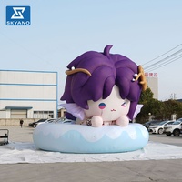 Modèle de personnage de dessin animé gonflable personnalisé avec bouée de natation flottante pour la promotion des événements et la publicité, décoration gonflable