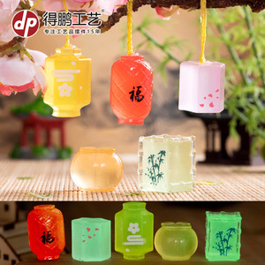 Dp <b>Miniature</b> Resin Lanterns With Silk Screen Printing Flameless Home Decoration Desktop Car Ornament - Product Image 5