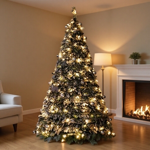 Albero di Natale Artificiale Gigante Pieghevole Pop Flocked con Luci LED, Eco-Friendly, Facile da Montare, con Luci LED Plug-In - Product Image 1