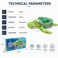 Set de Bloques de Construcción de Tortuga Marina Personalizado de 86 Piezas, Modelo 3D DIY, Juguete de Construcción con Carcasa Translúcida y Ladrillos STEM, Marca Privada