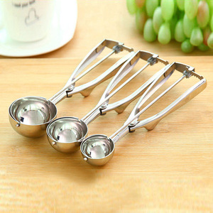 Stainless Steel Ice Cream Scoop Set Measuring Spoon Easy Release For Dessert Serving - Product Image 1