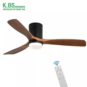 European Styles 52 Inch Remote Control 3 Wood Blades Decorative Led Ceiling Fans With Light And Remote