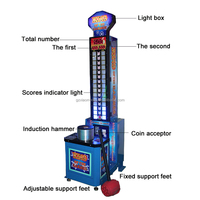 Machine de jeu de boxe King Hammer à monnayeur, construction métallique, style sportif, pour salle d'arcade, avec loterie de tickets, version anglaise