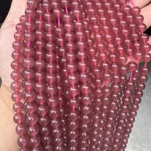 Perles de quartz fraise 7A en vrac pour la fabrication de bijoux faits main, accessoires en pierre naturelle de qualité supérieure, vente directe usine Yiwu - Product Image 2