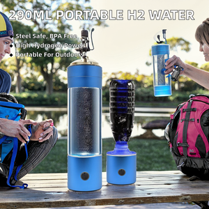 Bouteille d'eau froide portable à hydrogène 290 ml, sans BPA, revêtement platine, membrane ionique SPE PEM, 6000 ppb, électrique, pour voiture, maison, extérieur - Product Image 2