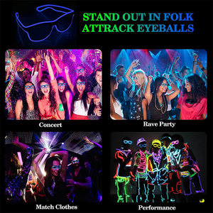 Lunettes LED phosphorescentes pour concerts de <span class=keywords><strong>musique</strong></span> avec fil EL, fournitures de fête, nouveauté, <span class=keywords><strong>2022</strong></span> - Product Image 4