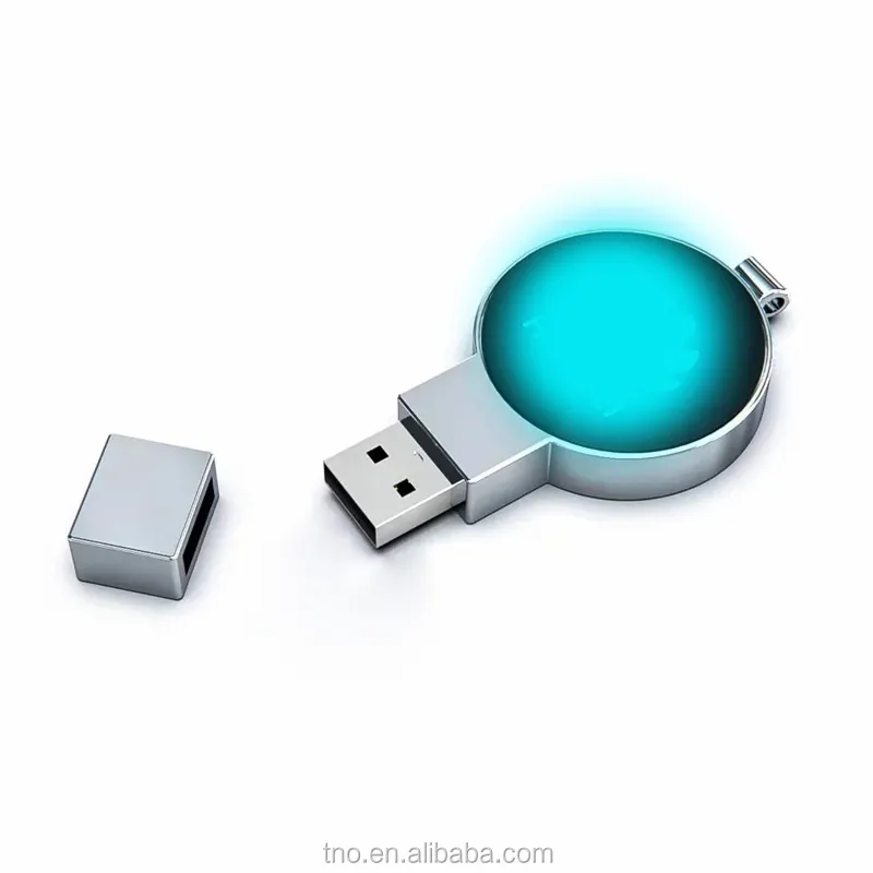 Pen Drive Mini 32GB dengan LED, Flash Drive logam menyala Logo USB Flash Drive kreatif 32GB