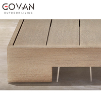 Table d'appoint extérieure de style resort de luxe en teck massif non traité, mobilier de patio et de jardin pour hôtel, balcon, piscine