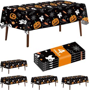 Nappe rectangulaire en plastique effet toile d'araignée 54" x 108" Grande taille pour Halloween, décoration de table pour la maison et les fêtes - Product Image 2