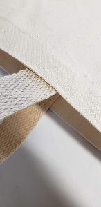 Bolsa de lona de algodón reciclable con asa larga y logotipo personalizado Impresión Lisa Carta y patrón para compras y embalaje de comestibles - Product Image 5