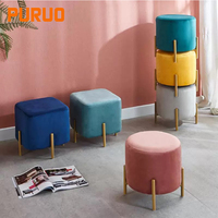 Pouf Rond Minimaliste en Velours Capitonnée, Repose-Pieds Chaise pour Appartement et Maison - Prix Usine