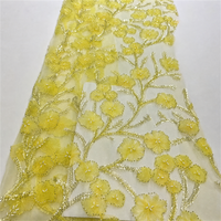 Tissu en tulle brodé de fleurs, dentelle crochetée verte perlée, tissu uni avec perles et sequins pour mariage