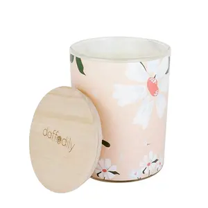 Bougie de fête des mères de haute qualité pot en verre bougie parfumée en cire de soja avec couvercle en bois Logo personnalisé
