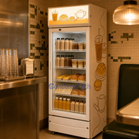 Congélateur vertical commercial à température unique, à dégivrage automatique, pour hôtels et restaurants, avec éclairage LED, refroidissement par air et porte vitrée