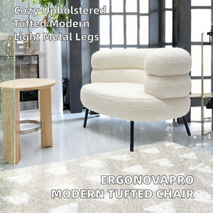 Sillón Moderno con Tapizado Bouclé, Sillón Acolchado con Asiento Tufted para Sala de Estar, Hotel, Muebles para el Hogar - Product Image 2